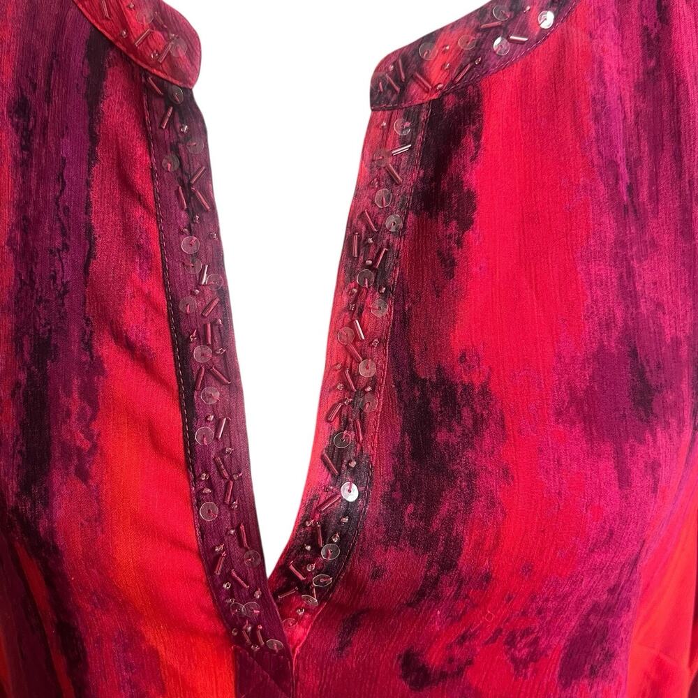 Catherine’s Women’s Sheer Asymmetrical Tunic Artsy Plus Size 14/16W Sequin Bead - Picture 9 of 11